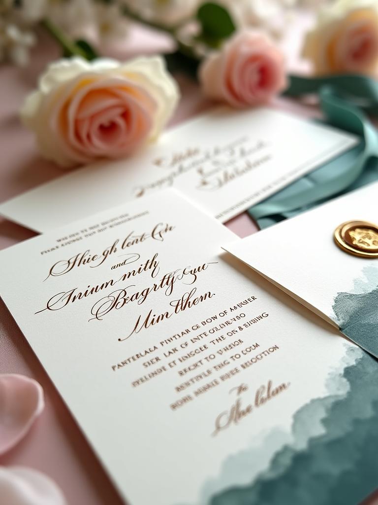 Wedding kalligrafi invitations Oslo custom